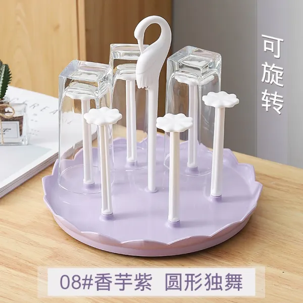 홀더 10헤드 트레이 찻잔 거실 독창적 물컵 물빠짐 말리다, 08# 감자 보라색 원형 독무 6위치