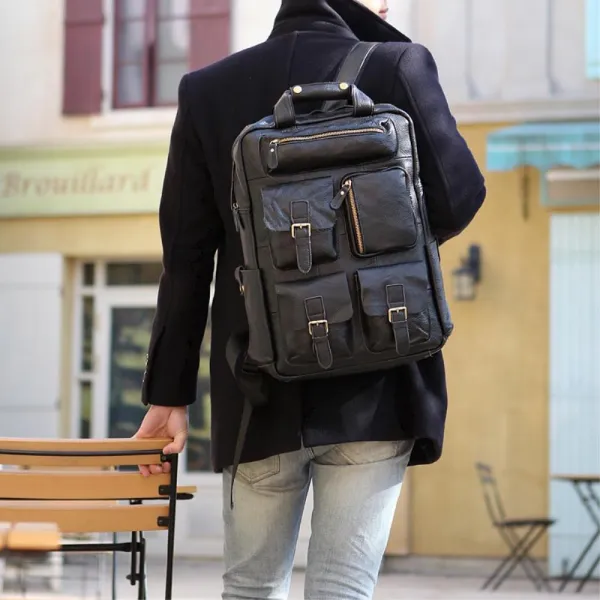 남자 비즈니스 가죽 사첼 백팩 기내용 pc 남성적인 기념일 출장