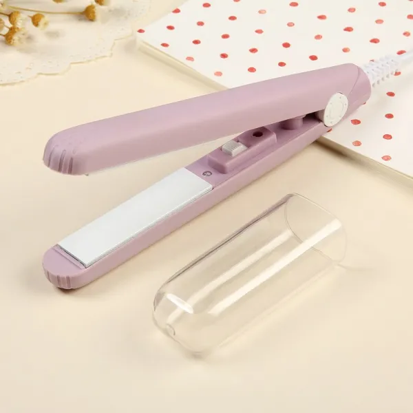 애플마켓 미니 숏 접기 보드판 여성 긴머리 투웨이 미혹 소형 앞머리 안 단추 롤 신기 스트레이트 클립보드 자색 _단열 커버