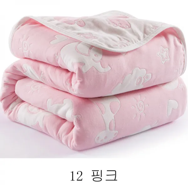 뉴타임즈3 면 6단 거즈 수건 순면 2인용 단일 수건 모포 여름 아기 아기 침식모포 여름 이불 Qh03 A25 12 핑크 110*110cm 