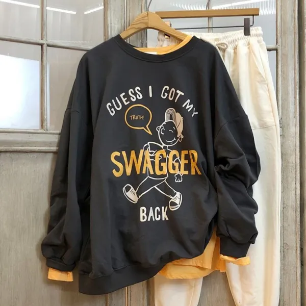 이힝 오버핏 스웨그 프린팅 맨투맨