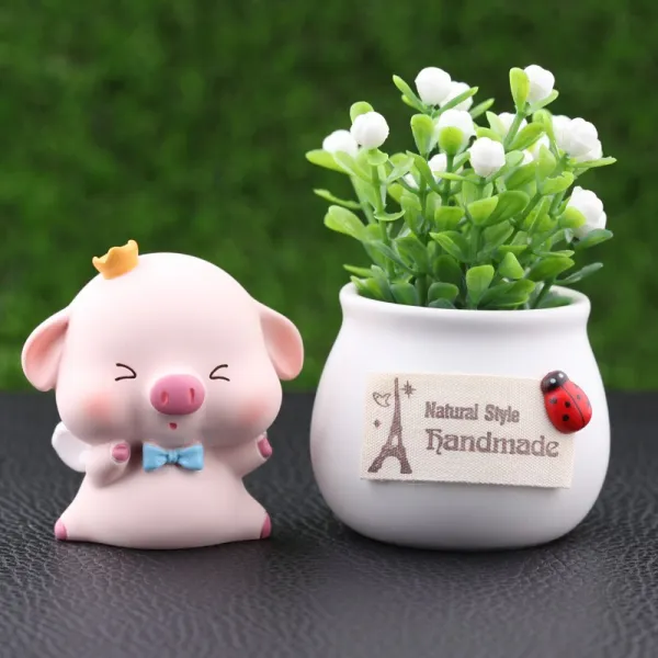 인물피규어 피그 자동차 장식품 귀여운 #02 귀여운 멋진 돼지 스탠드타입 눈감기+백길상과 작은원형 기본