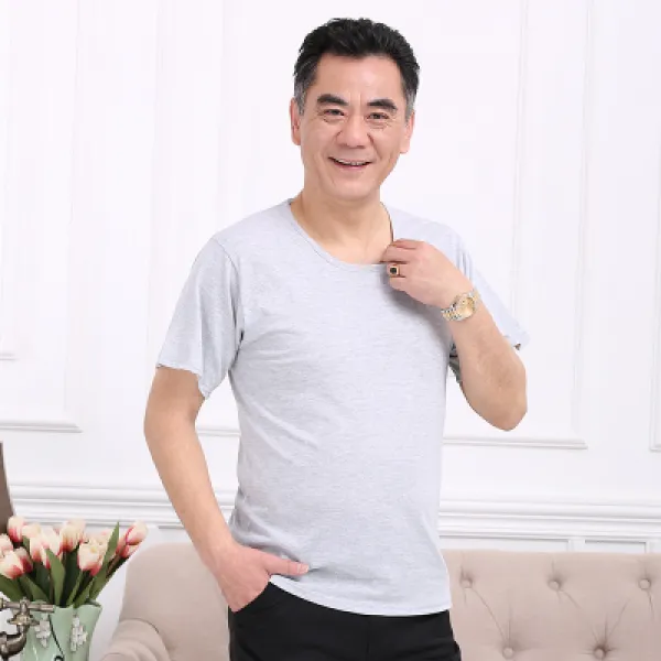 세일즈컴퍼니 남자조끼 남자박스나시 노인용 셔츠 중노년층 풀패딩 허들 화이트 여름 빅 야드 순면원 넥 반팔 와이드 루즈핏