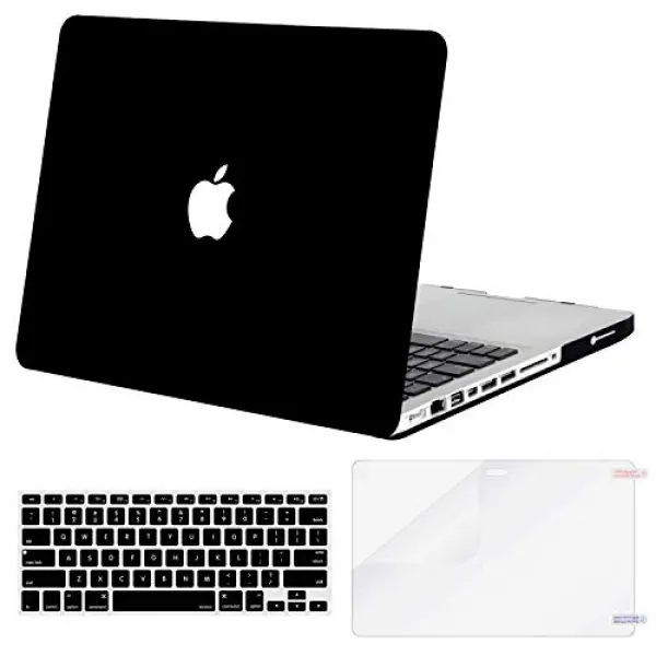 [해외직구]MOSISO Plastic Hard Shell 케이스 및 키보드 커버 및 화면 보호기 구버전 MacBook Pro 13 인치, Black