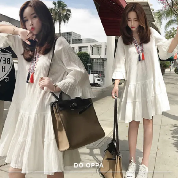 도오빠 여성 미니원피스 히피룩 보헤미안 스타일리쉬 여자 심플 트렌드