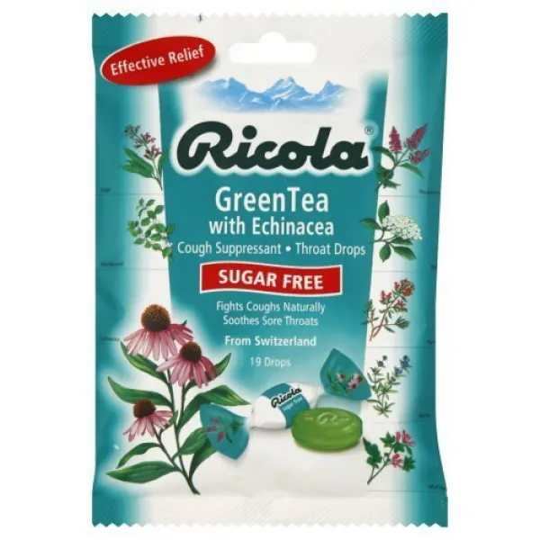 Ricola Sugar Free Herb Throat Drops Echinacea Green Tea - 19 ea Ricola 설탕 프리 허브 목구멍 상품 Echinacea 녹, 1