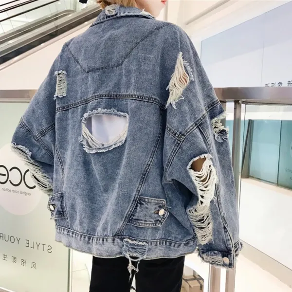 여성 스크래치 데님 청자켓 자수청자켓 꽃무늬청자켓