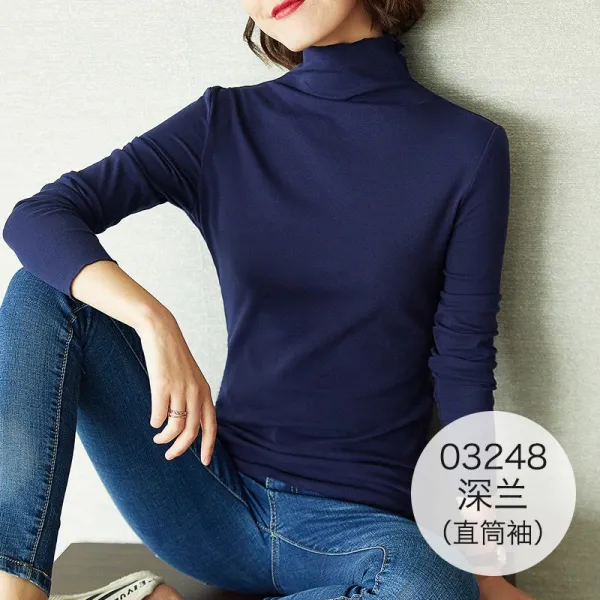 폴라넥 이너셔츠 여성 겨울 가을 커프스 보온 슬림 이너긴팔티 빅사이즈 상의 트렌드 1503657326