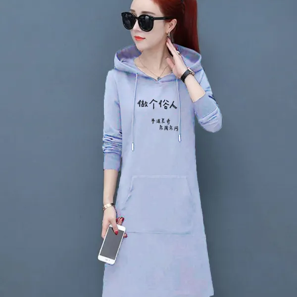 원피스비키니 가을겨울 기모 여성원피스 홍콩스타일 mm루즈핏 날씬해보이는 후드티 미들롱타입 이너스커트