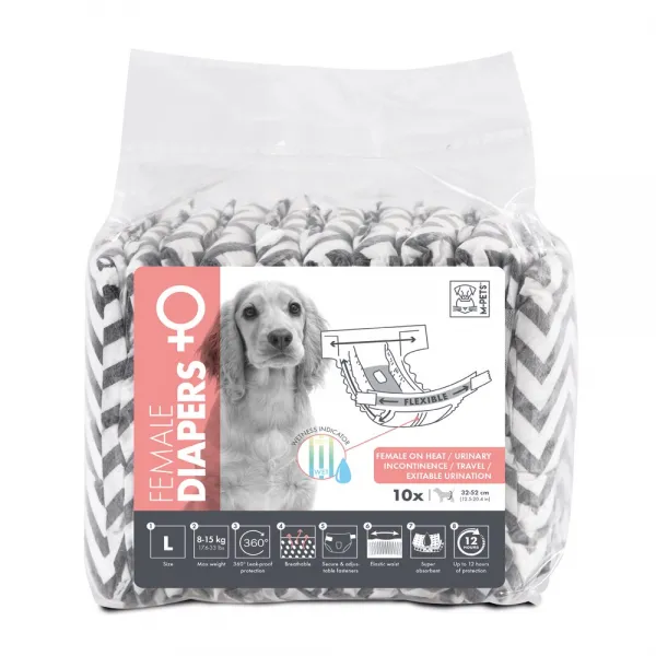 엠펫츠 애견 강아지 기저귀 남아 10매 여아 12매, L (대)