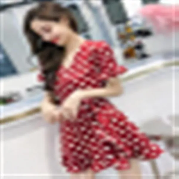 근방온 시폰 원피스여 2019여름 신상 여성복 나시 스트립 원피스 쇼트 섹시 스커트 한판 스타일리시한 기질 보시미아 레드 L, 단일상품