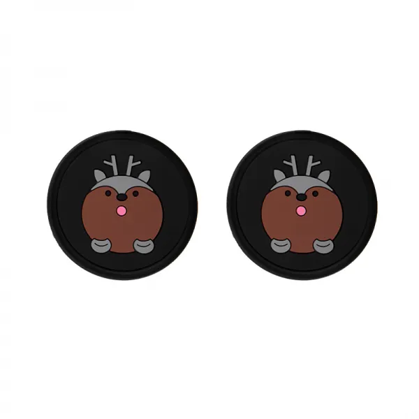 자동차 내부 물컵 매트 범용 캐릭터 실리콘 거치물 매트 차량용 논슬립 매트 인테리어 큐티 장식용품 여, 허허사슴-흑저-중번호 2개