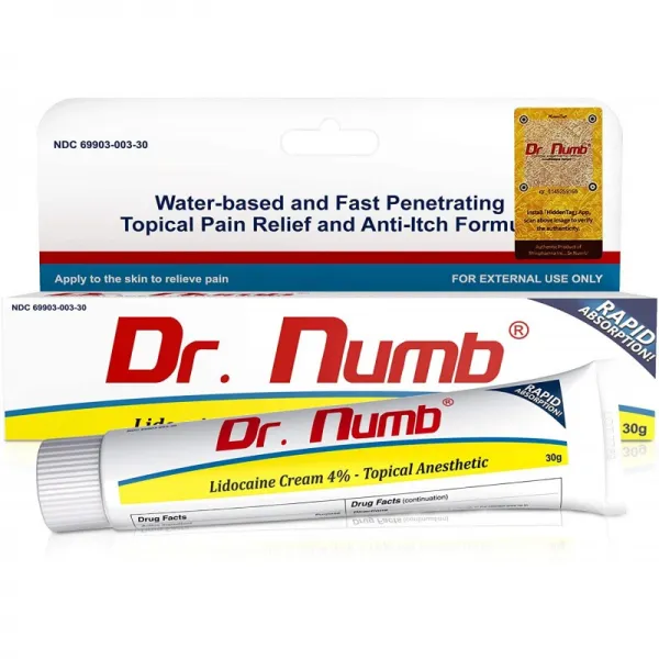 통증 완화를 위한 Dr. Merb 4% Lidocaine 국소 마취 누밍 크림 실시간 비타민 E로 국소 불쾌감 가려움, 1