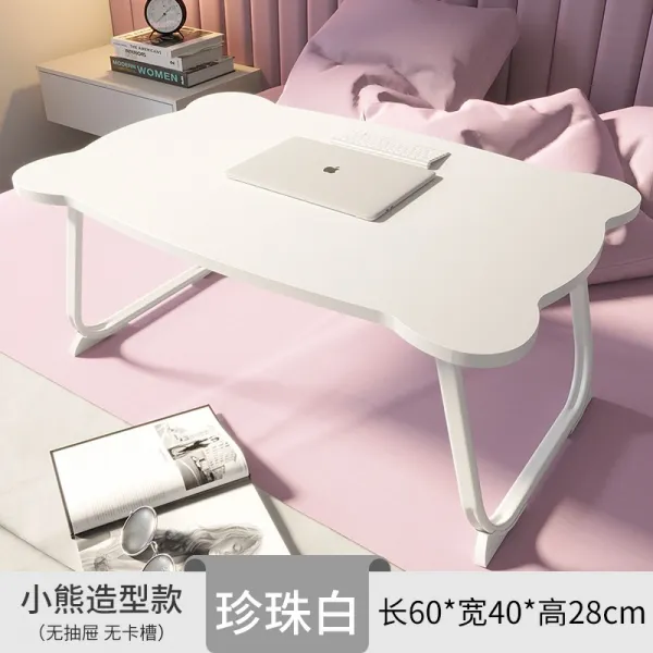 다시금 침대위 작은테이블 플바인딩 루즈테이블 기숙사 윗가게 창문블라인드 소녀 침실 땅바닥에 앉다 책상테이블, 레이아웃 곰돌이 화이트