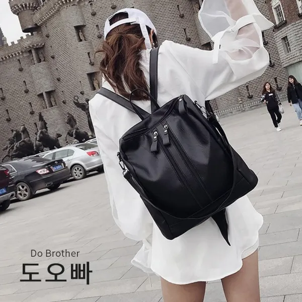 도오빠 여성 가죽 백팩 겸 숄더백 투웨이백 멀티백 배낭 여자 가방 데일리백 패션 심플 스퀘어 빅백