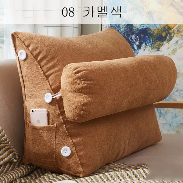 뉴타임즈3 쿠션 베갯머리쿠션 큰 쿠션 허리 쿠션 삼각형 쿠션 심플한 허리 보호대 가정용 세탁 가능 QH18 A10, 08 카멜색