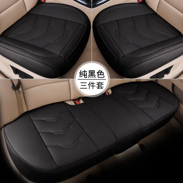 쇼핑바이블 시트 3종 세트 등받이 없음 자동차 쓰리 피스이다 엠보가죽 벤츠 C급 롱C180LC200LC260L 사계절 쿠션, 블랙  색깔 세가지 커버 5자리
