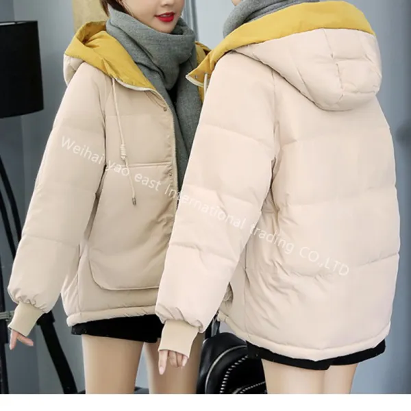 짧은 재킷 새로운 느슨한 겨울 숙녀 두꺼운 후드 재킷lp1450