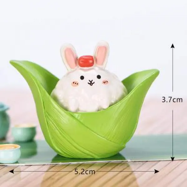 와이에이치투 단오절 쭝쯔 장식품 큐트 미경관 DIY 재료 종엽 동그라미 노점 진열함, 종엽 추가 레드 대추나무 동그라미