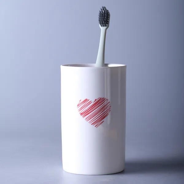 칠석 발렌타인데이 선물 도자기컵 머그 커플 머그잔 커피잔에 뚜껑 숟가락 맞춤, 레드 하트 직설적인 말 칫솔컵