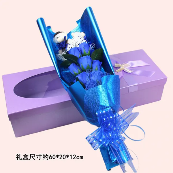 칠석 발렌타인데이에 여친 마누라 선물 창의적 생일선물 여자 장미 비누 꽃다발 낭만, 11겹곰플라워 블루