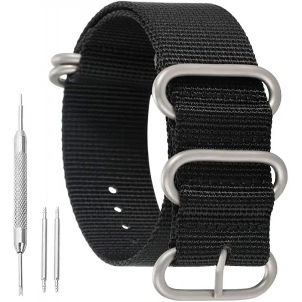 21mm 블랙 군내구성 나일론 스타일 시계 스트랩 남성용 밴드 교체