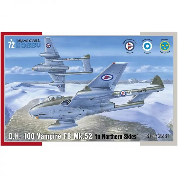 스페셜 취미 1/72 영국 데하비란도 뱀파이어 FB Mk.52 스칸디나비아 각국 군 프라 모델 SH72281N