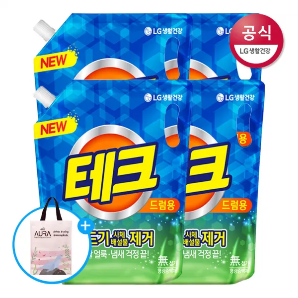 [신세계TV쇼핑]LG생활건강 테크 진드기제거 액체 드럼 리필 2L x4개, 1