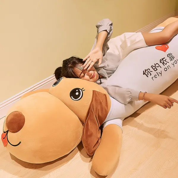 대형인형 인형 피큐어 1.8미터 강아지 안고자는 여학생 귀여운 침대위 쿠션, C02-65CM, T04-활기 뜬눈 스타일 .브라운