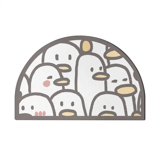 붐비다 곰 욕실 규조 진흙 깔개 화장실 입구 흡수 반원 발판 화장실 미끄럼 방지 북유럽 ins, 흰오리