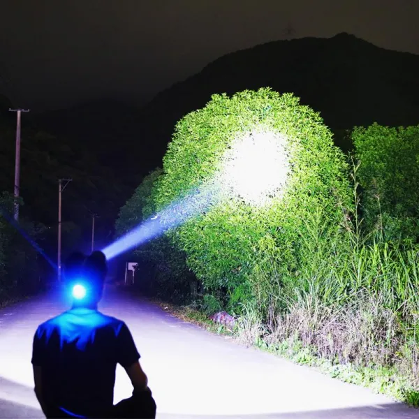 LED 섬광 헤드 라이트 재충전 용, 유도가없는 6000W 백색광 [배터리 표시 없음, 휴대폰 충전 없음]개, 유도가없는 6000W 백색광 [배터리 표시 없음, 휴대폰 충전 없음]