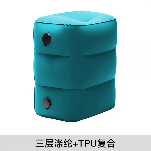 여행 필히 예비 품공기주입 비행기 발판 매트 관광 신기 기차 수면 보호함 목쿠션 목베개 자동차 족히 답, 삼층 겹밸브 텐셀 블루