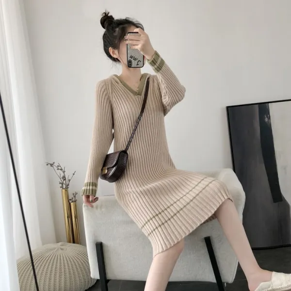 스텔라 여성겨울니트원피스 후드 빅사이즈P09