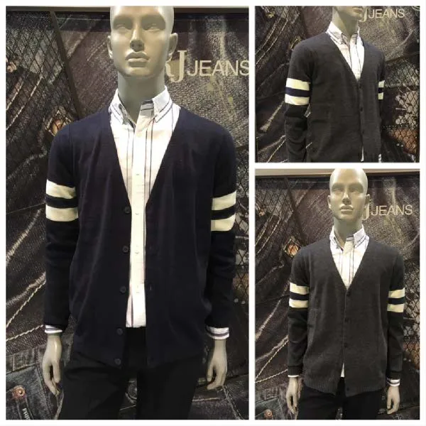 [현대백화점]J.FRJ Jeans(에프알제이)F83M-KP058B 소매배색 Y넥 니트 가디건 　　