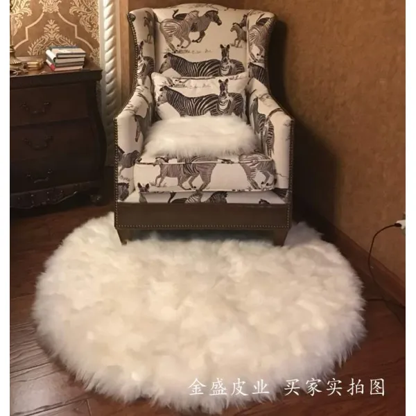 겨울 양털 원형 러그 목성피털 일체형 순양모 카펫 거실 침실 화장대 옷 모자 사이, 흰색