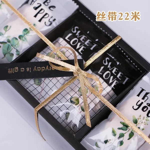 리본 베이킹 포장 4mm금 누가 제빵 누가크래커 보장박스 장식 웨빙 22미터, 기본