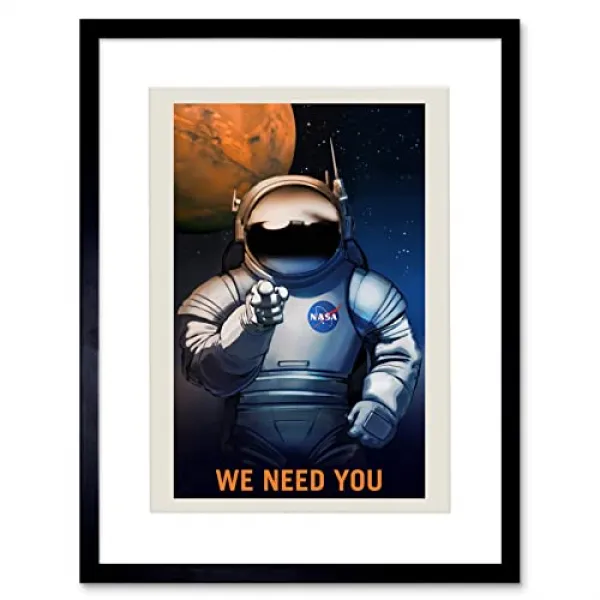 Nasa 포스터 공간 작업 광고 우리는 당신이 필요합니다 12x16 '액자 예술 F12x11822 Black Black Black