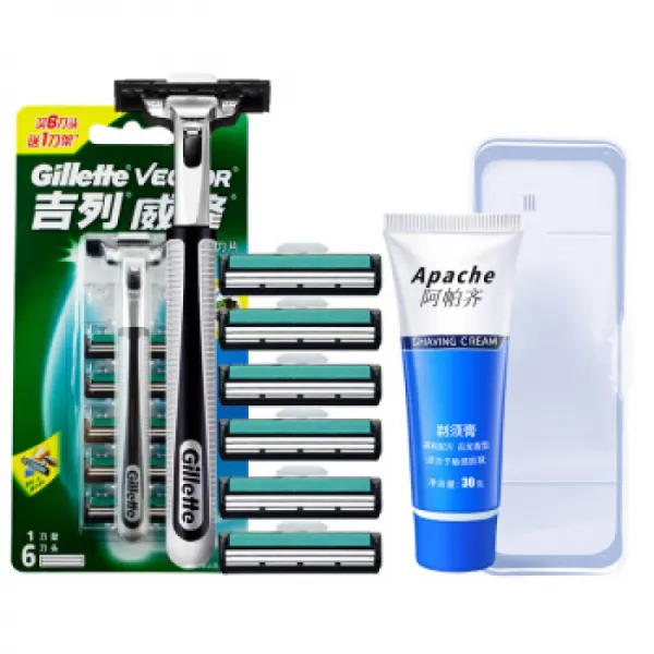 질레트 (Gillette) 질레트 Weifeng 2 레이어 수동 면도기 전속력 면도기 남성용 Geely 나이프 홀더 블레, 1