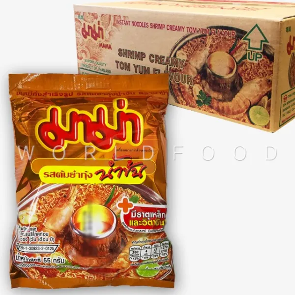 월드푸드 태국 라면 마마 쉬림 크리미 똠냠 플레이버 똠양꿍라면 55g, 30개