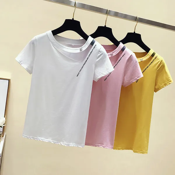  제로의옷장 여성티셔츠 라운드 트임 레터링 Bg0607s04