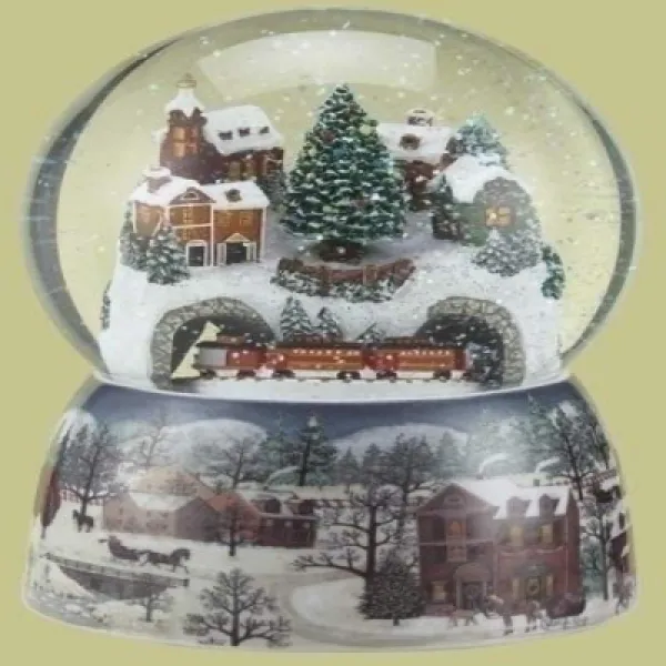 Train Tunnel Revolving Musical Glitterdome Plays Jolly Old Saint Nicholas 터널 갱도 회전 뮤지컬 글리터 돔 재생 졸리 올, nullSET