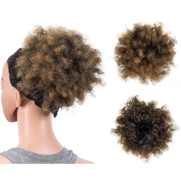 아프리카 계 미국인 여성 중간 크기 (1B / 30)에 대한 코디 updo Chignon 롤빵 헤어 조각 확장에 SWACC 아프리카 퍼프 졸라