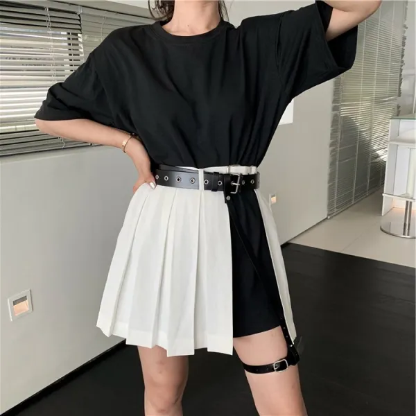 Fashaxuan 여성 반팔 라운드넥 원피스 43349801