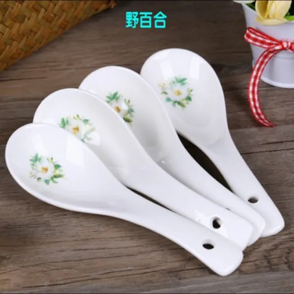 수저 (10개)징더전 국자 세라믹 골자 가정용 단조 숟가락, T14-야백합 20개 작은숟가락, 기본