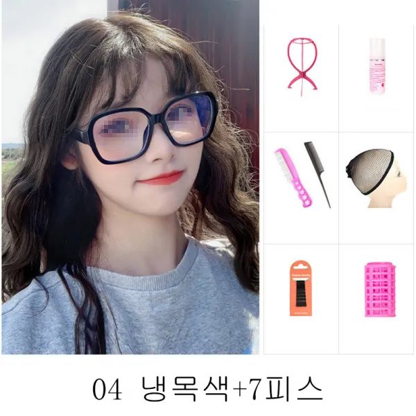 뉴타임즈12 가발 여성 장발 신식 머리끈 긴 웨이브 큰 웨이브 검은 다갈색 양털 웨이브 올레미스트리 QH21 A25, 1세트, 04 냉목색+7피스