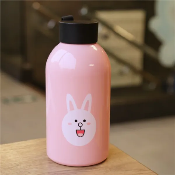 ms 털음망 홍 동형 옐로 덕 텀블러 600ml 대용량 남 여성 학생 물 컵 큐티 카드, 핑크 650ml운동 단지 11B3