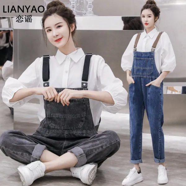 싱푸리 청 여름 봄가을 캠핑룩 커플 여자바지 개강룩 시밀러룩