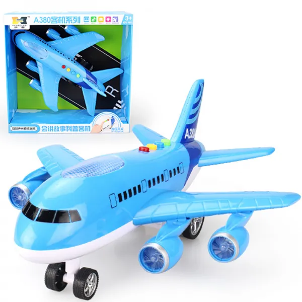 헬스클럽에서 이야기한 만화려객기 아동완구 조교관성 A380 비행기모형 관성 A380 려객기 하늘색, 단일상품