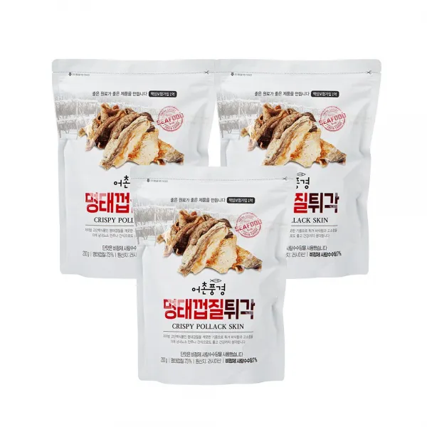 어촌풍경 명태껍질튀각 200g _ 황태껍질 튀각 부각 콜라겐, 3봉
