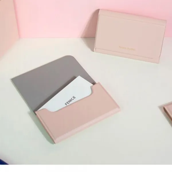 무지컬러 깔끔한 명함지갑 인디핑크 가죽느낌 카드케이스 단일색 전화번호 성함 직책 카두 심플 캐이스